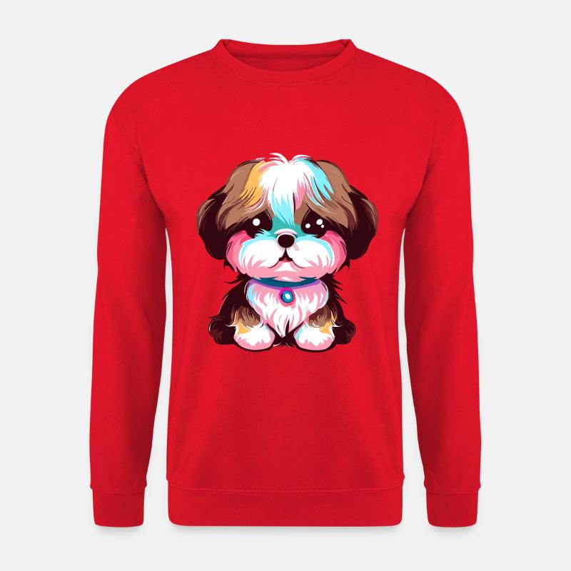 Nettes Shih Tzu Welpen-Design - Unisex Pullover - Rot