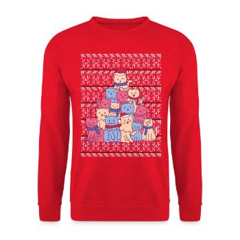 Pull de Noël laid sapin de chats - Sweat-shirt Unisexe - rouge - Devant - Alina (178cm) & Michal (187cm)
