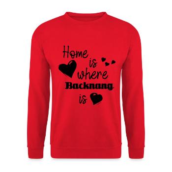 Zuhause in Backnang - Home is where Backnang is - Unisex Pullover - Rot - Vorne - Alina (178cm) & Michal (187cm)