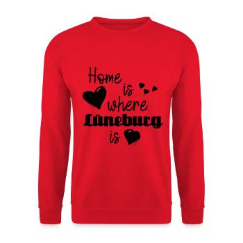 Zuhause in Lüneburg - Home is where Lüneburg is - Unisex Pullover - Rot - Vorne - Alina (178cm) & Michal (187cm)