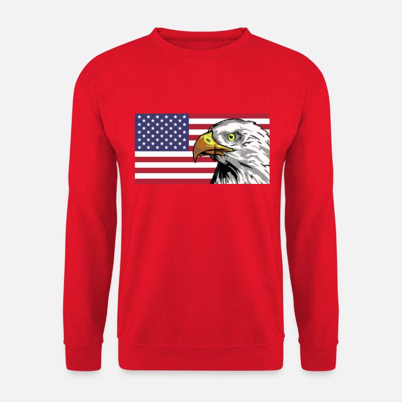 Amerika Flagge mit Adler personalisierbar - Unisex Pullover - Rot