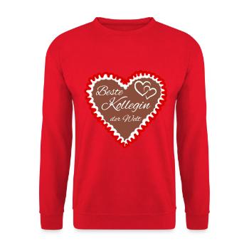 Kollegin beste der Welt Lebkuchenherz - Unisex Pullover - Rot - Vorne - Alina (178cm) & Michal (187cm)