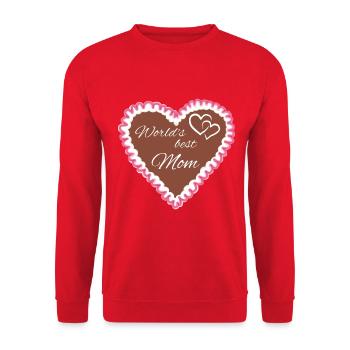 Lebkuchenherz World's best mom - Unisex Pullover - Rot - Vorne - Alina (178cm) & Michal (187cm)