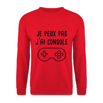 Je peux pas j ai console manette jeux videos - Sweat-shirt Unisexe - rouge - Devant - Alina (178cm) & Michal (187cm)