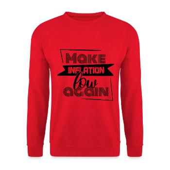 Sprüche zur Inflation - Make Inflation low again - Unisex Pullover - Rot - Vorne - Alina (178cm) & Michal (187cm)
