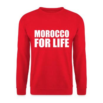 Morocco for life - maroc - Sweat-shirt Unisexe - rouge - Devant - Alina (178cm) & Michal (187cm)