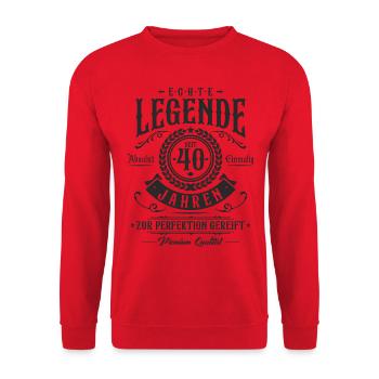 40 Geburtstag Legende 40 Jahre Geschenk - Unisex Pullover - Rot - Vorne - Alina (178cm) & Michal (187cm)