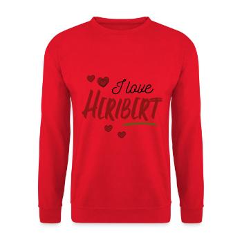 Valentinstag - I Love Heribert Ich liebe Herz Name - Unisex Pullover - Rot - Vorne - Alina (178cm) & Michal (187cm)