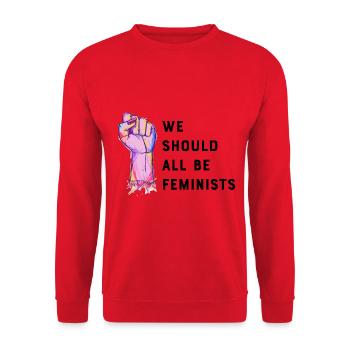 Wir sollten alle Feministinnen sein - Unisex Pullover - Rot - Vorne - Alina (178cm) & Michal (187cm)