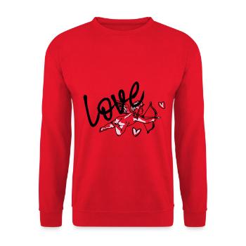 Texte Love Love with Love Angel Cupidon Angel - Sweat-shirt Unisexe - rouge - Devant - Alina (178cm) & Michal (187cm)