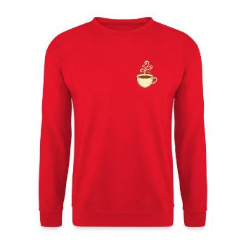 Vintage Steam Swirl Kaffeetasse - Unisex Pullover - Rot - Vorne - Alina (178cm) & Michal (187cm)