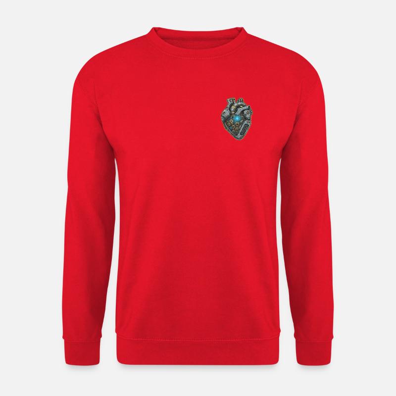 Mechanisches Herz mit Zahnrädern - Unisex Pullover - Rot