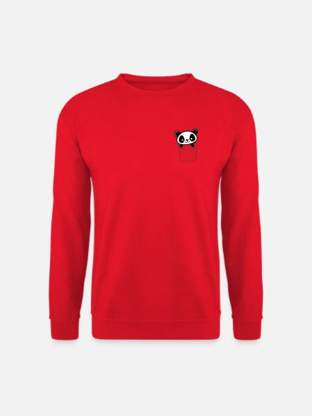Panda Peeking From Pocket - Unisex Sweatshirt - red