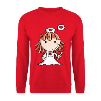 Liebe Krankenschwester - Herz - Niedlich - Beruf - Unisex Pullover - Rot - Vorne - Alina (178cm) & Michal (187cm)