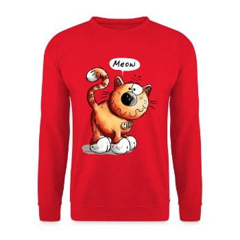 Funny Red Cat - Meow -.Cats - Gift - Pet - Animal - Unisex Sweatshirt - red - Front - Alina (178cm) & Michal (187cm)