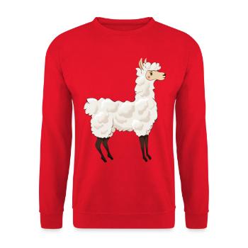 Llama - Unisex Sweatshirt - red - Front - Alina (178cm) & Michal (187cm)