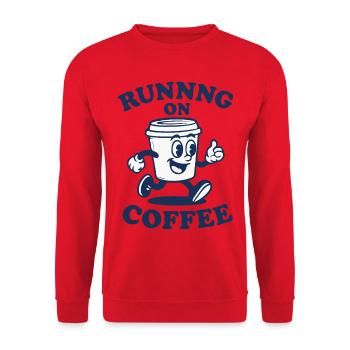 Laufen auf Kaffee - Unisex Pullover - Rot - Vorne - Alina (178cm) & Michal (187cm)