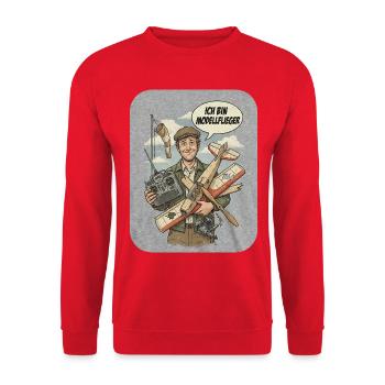Modellflieger im Vintage-Stil - Unisex Pullover - Rot - Vorne - Alina (178cm) & Michal (187cm)