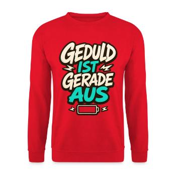GEDULD IST GERADE AUS - Unisex Pullover - Rot - Vorne - Alina (178cm) & Michal (187cm)