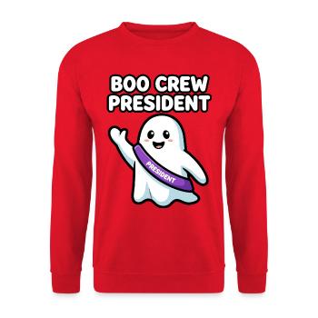 Boo Crew President Halloween Geist - Unisex Pullover - Rot - Vorne - Alina (178cm) & Michal (187cm)