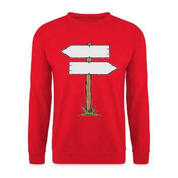 Wooden Sign Cartoon - Unisex Sweatshirt - red - Front - Alina (178cm) & Michal (187cm)