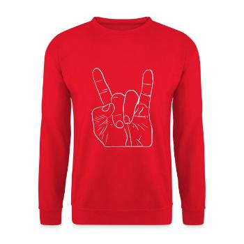heavy metal - devil horns - Unisex Pullover - Rot - Vorne - Alina (178cm) & Michal (187cm)