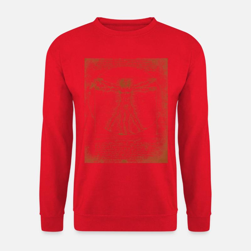 Leonardo DaVinci's Vitruvian Man Print - Unisex Sweatshirt - red