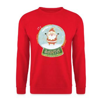 Santa in einer Schneekugel Weihnachtsmann - Unisex Pullover - Rot - Vorne - Alina (178cm) & Michal (187cm)