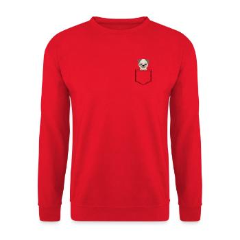 Kulleraugen Pug Cartoon - Unisex Pullover - Rot - Vorne - Alina (178cm) & Michal (187cm)