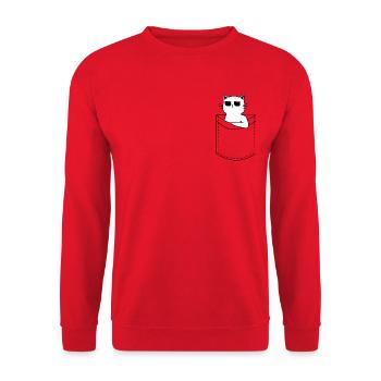 Pocket Cat mit Sonnenbrille - Unisex Pullover - Rot - Vorne - Alina (178cm) & Michal (187cm)