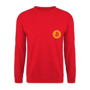 bitcoin ACCEPTED HERE - Unisex Pullover - Rot - Vorne - Alina (178cm) & Michal (187cm)