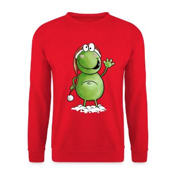 Funny Santa Frog I Fun Gift - Unisex Sweatshirt - red - Front - Alina (178cm) & Michal (187cm)