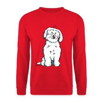 Bichon Maltaise Chien - Sweat-shirt Unisexe - rouge - Devant - Alina (178cm) & Michal (187cm)
