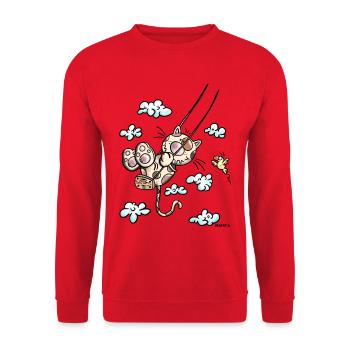 Cat on the swing - Unisex Sweatshirt - red - Front - Alina (178cm) & Michal (187cm)
