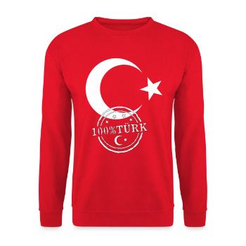Turkish flag 100% Turk - Unisex Sweatshirt - red - Front - Alina (178cm) & Michal (187cm)