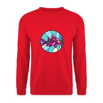 Eleganter Tropischer Killifisch - Unisex Pullover - Rot - Vorne - Alina (178cm) & Michal (187cm)