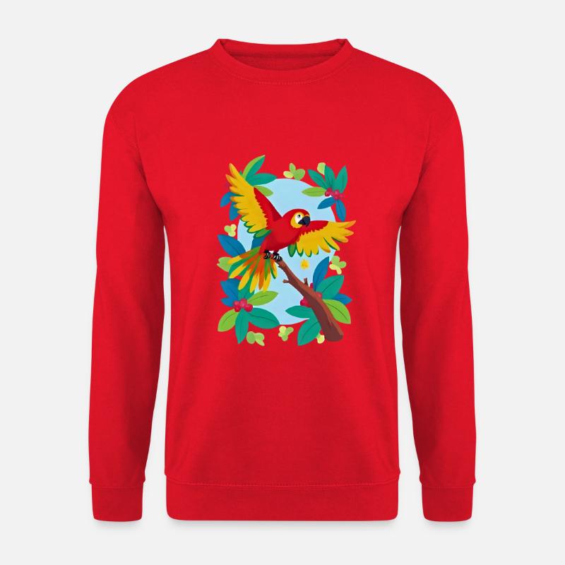 Bunter tropischer Papagei - Unisex Pullover - Rot