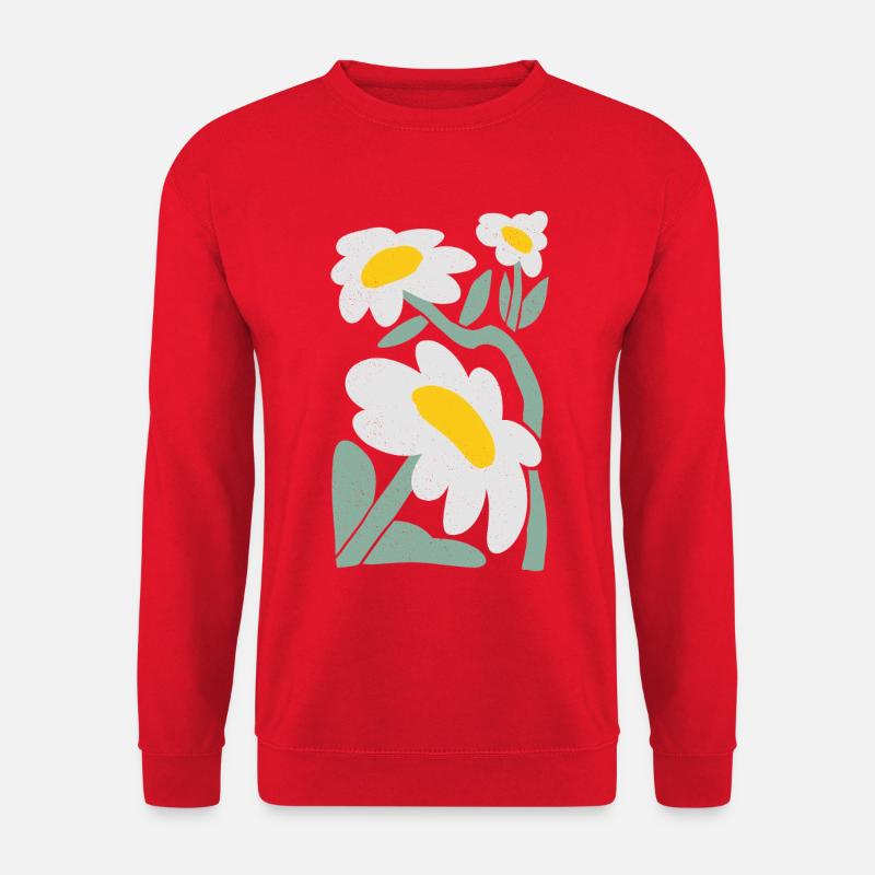 Verspielte Gänseblümchen Illustration - Unisex Pullover - Rot