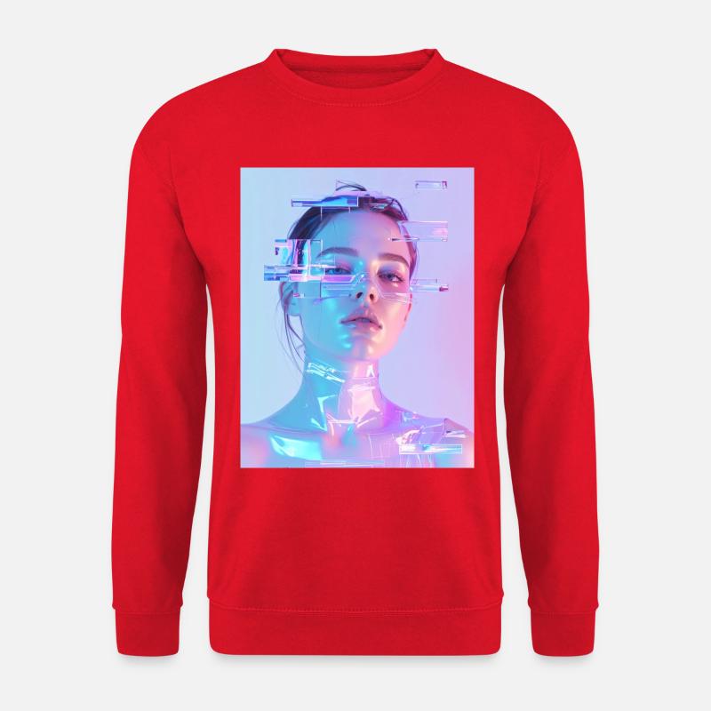 Irisierende Glitch Frau - Unisex Pullover - Rot
