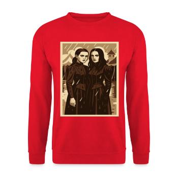 Two women in the rain vintage style - Unisex Sweatshirt - red - Front - Alina (178cm) & Michal (187cm)