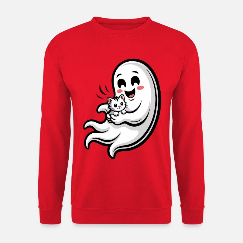 Kuscheliger Geist mit Katze - Unisex Pullover - Rot