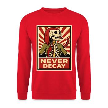 Never Decay Skelet Punk  - Unisex Pullover - Rot - Vorne - Alina (178cm) & Michal (187cm)