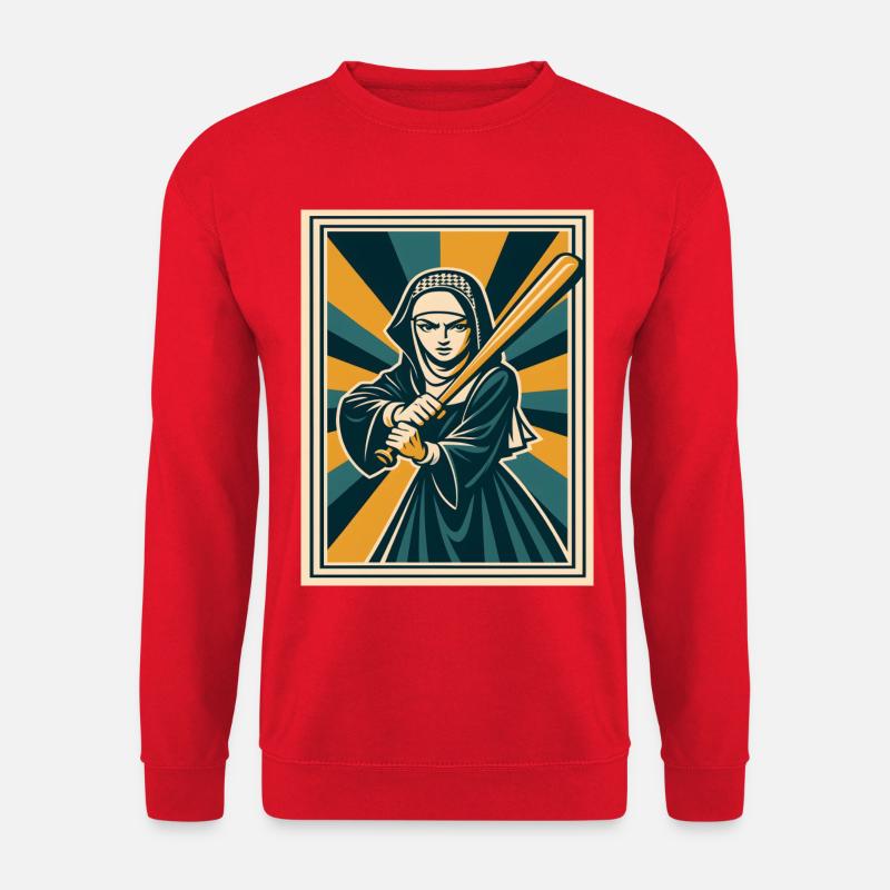 Nonne mit Baseballschläger - Unisex Pullover - Rot