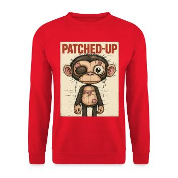Patchwork Monkey: Patched and Brave - Unisex Sweatshirt - red - Front - Alina (178cm) & Michal (187cm)