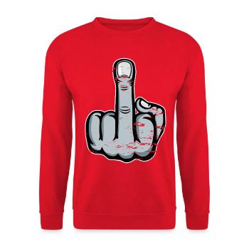 Doigt d’honneur Doigt Puant Dessin utilisé - Sweat-shirt Unisexe - rouge - Devant - Alina (178cm) & Michal (187cm)