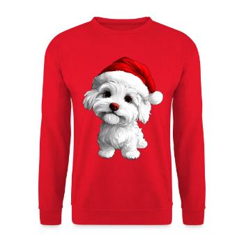 Hündchen Christmas - Unisex Pullover - Rot - Vorne - Alina (178cm) & Michal (187cm)