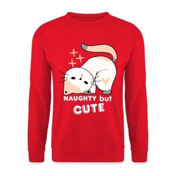 Naughty and cute cat - Unisex Sweatshirt - red - Front - Alina (178cm) & Michal (187cm)