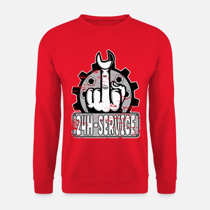 Mittelfinger Stinkerfinger 24h Service Design Grau - Unisex Pullover - Rot