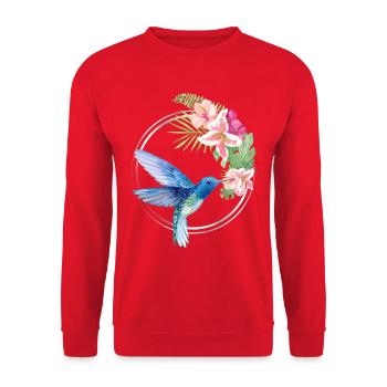 Azure Hummingbird Floral Circle - Unisex Pullover - Rot - Vorne - Alina (178cm) & Michal (187cm)