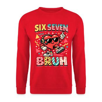 67 Six Seven Meme Cool Valentine's Day - Unisex Sweatshirt - red - Front - Alina (178cm) & Michal (187cm)